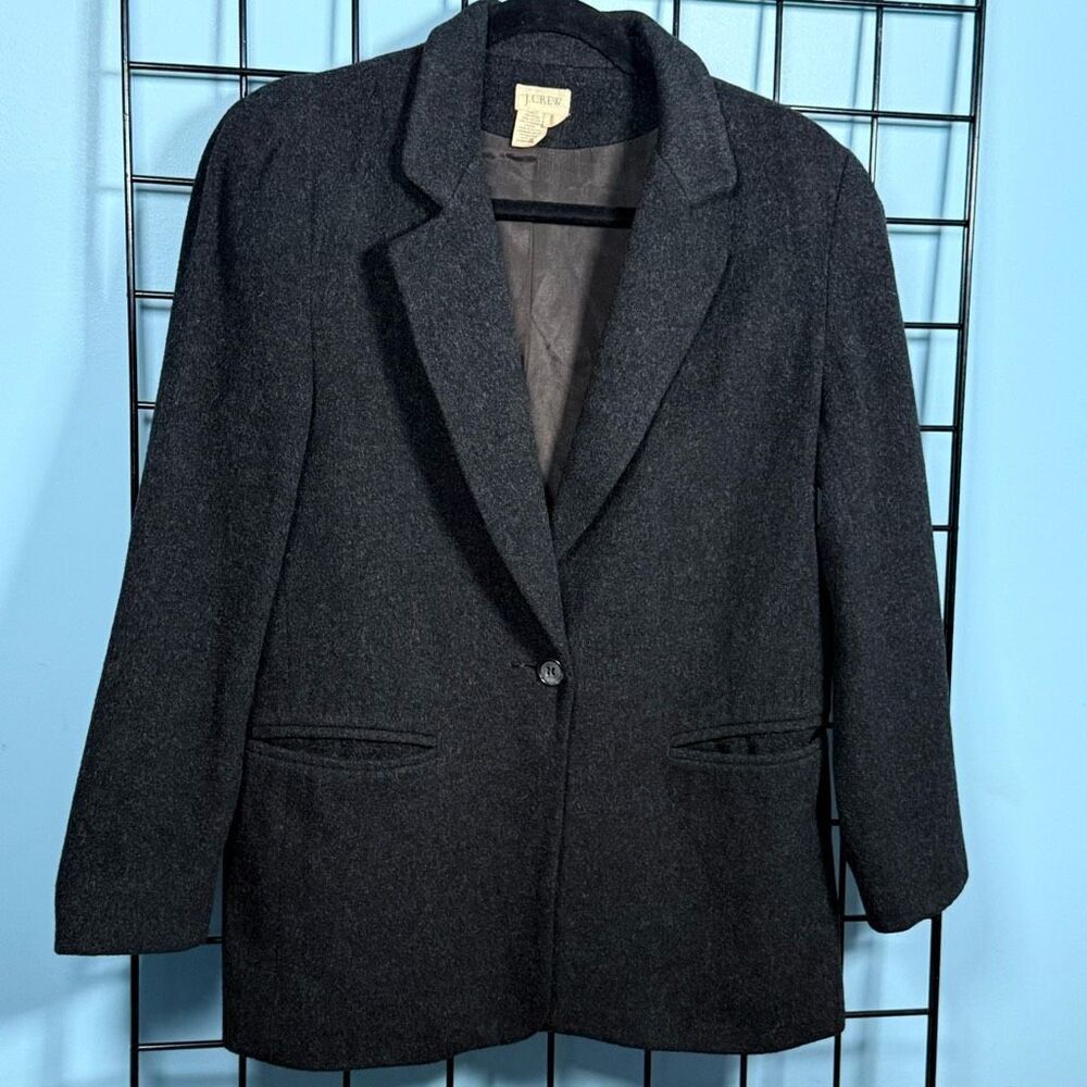 J. Crew Wool Cashmere One Button Jacket Blazer Womens‎ 6 Lined Gray Cottagecore - Picture 5 of 10